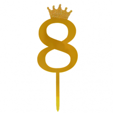 Cake topper cijfer 8 goud groot
